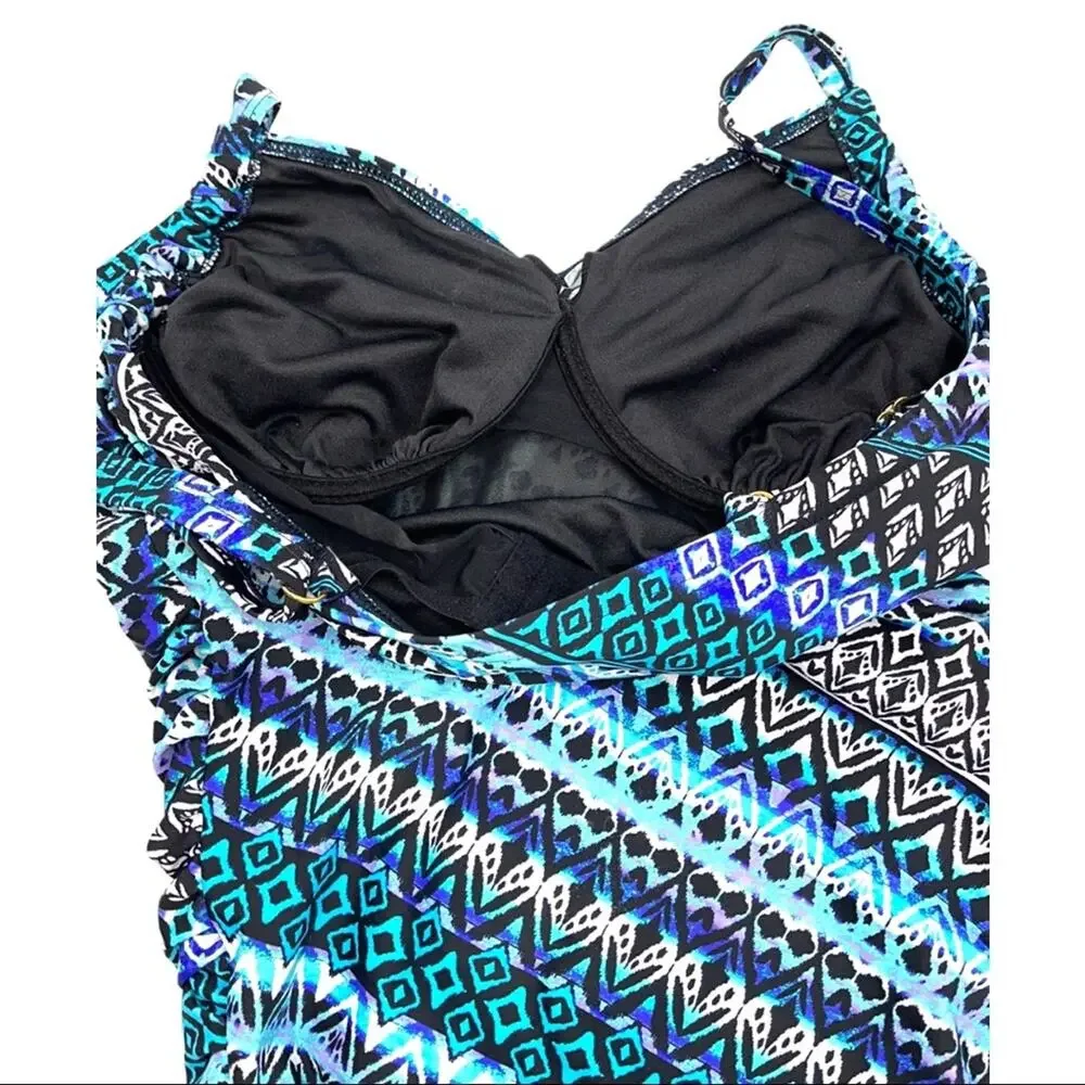 SWIMSUITS FOR ALL blue one piece women size 8DD/F